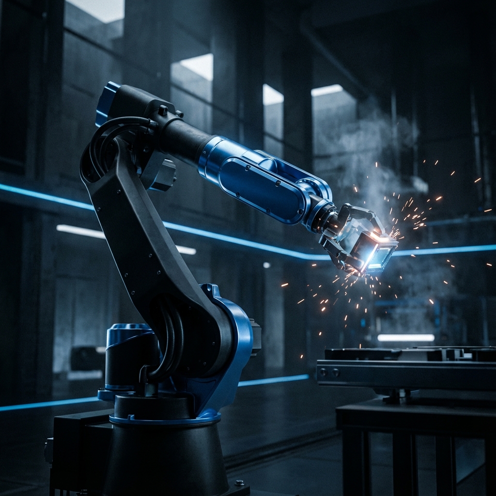 Robotic arm in a physical AI lab